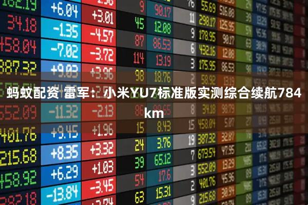 蚂蚊配资 雷军：小米YU7标准版实测综合续航784km